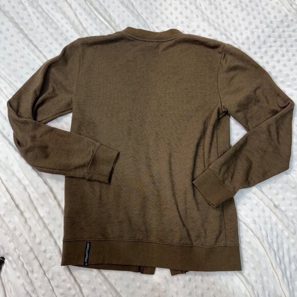 Vans Cardigan Sweater Mens Sz M Brown Cotton Blend Button Up V Heart - Picture 2 of 9